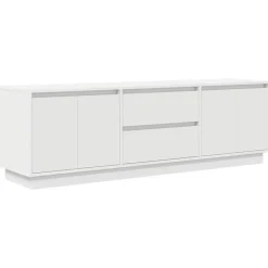 vidaXL - LED TV-meubel met 2 lades en 4 deuren - Wit - Hout - 160.5x41x50 cm Sale