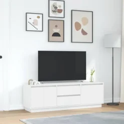 vidaXL - LED TV-meubel met 2 lades en 4 deuren - Wit - Hout - 160.5x41x50 cm Sale