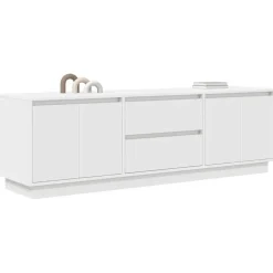 vidaXL - LED TV-meubel met 2 lades en 4 deuren - Wit - Hout - 160.5x41x50 cm Sale