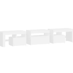 vidaXL - LED TV-meubel met 3 deuren en glas legplanken - Wit - 200x36.5x40 cm Clearance