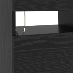 vidaXL - LED TV-meubel met deur - Zwart eiken - Hout - 90x35x40 cm Sale