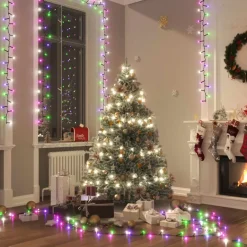 vidaXL - Led-slinger - Pastel multicolour and dark green - 13 m New