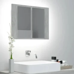 vidaXL - Led-spiegelkast - Grijs - Bewerkt hout Clearance