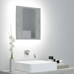 vidaXL - Led-spiegelkast - Grijs - Bewerkt hout Clearance