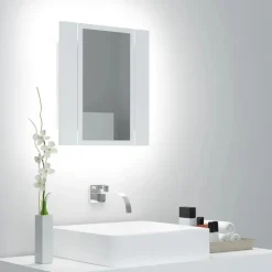 vidaXL - Led-spiegelkast - Wit - Bewerkt hout New