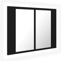 vidaXL - Led-spiegelkast - Zwart - Bewerkt hout Outlet