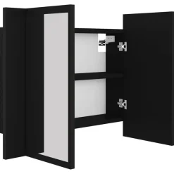 vidaXL - Led-spiegelkast - Zwart - Bewerkt hout Outlet