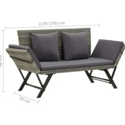 vidaXL - Ligbed - Grijs - Poly rattan New