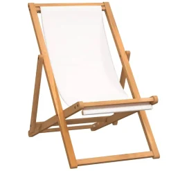 vidaXL - Ligstoel - Crème - Teakhout Hot