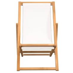 vidaXL - Ligstoel - Crème - Teakhout Hot