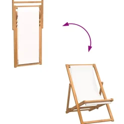 vidaXL - Ligstoel - Crème - Teakhout Hot