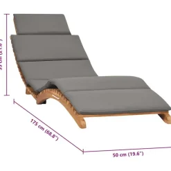vidaXL - Ligstoel - Grijs - Teakhout