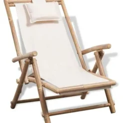 vidaXL - Ligstoel - Wit - Bamboe