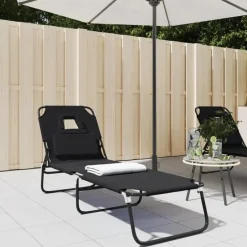 vidaXL - Ligstoel - Zwart - Staal Sale