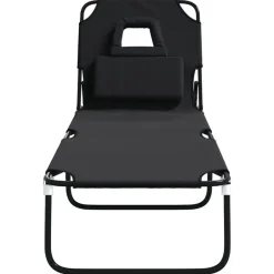 vidaXL - Ligstoel - Zwart - Staal Sale