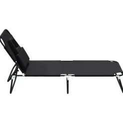 vidaXL - Ligstoel - Zwart - Staal Sale