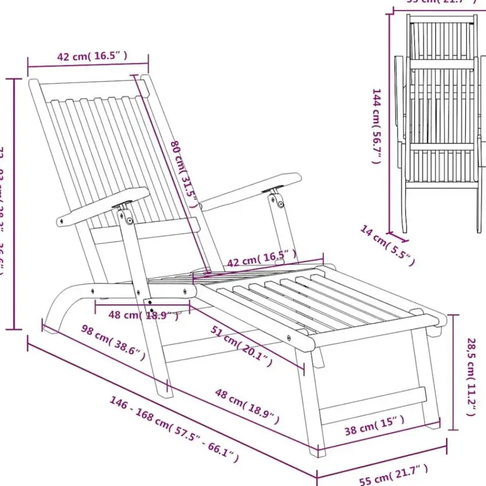 vidaXL - Lounger - Bruin - Hout
