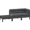 vidaXL - Loungeset - Grijs - Grenenhout - 3 stuks - Met kussens Clearance