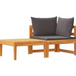 vidaXL - Loungeset - Grijs - Acaciahout - 2 stuks - Met kussens Sale