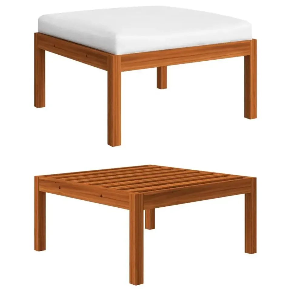 vidaXL - Loungeset - Wit - Acaciahout - 5 stuks- Met kussens New