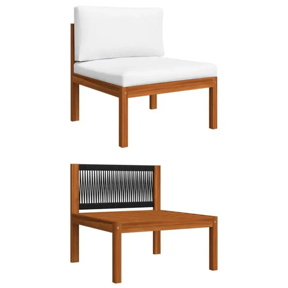 vidaXL - Loungeset - Wit - Acaciahout - 5 stuks- Met kussens New