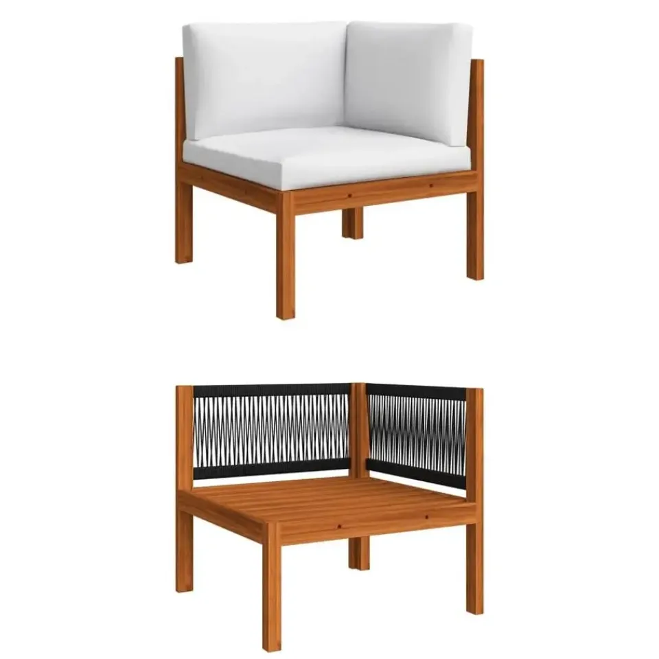 vidaXL - Loungeset - Wit - Acaciahout - 5 stuks- Met kussens New