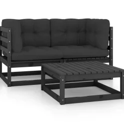 vidaXL - Loungeset - Zwart - Grenenhout Discount
