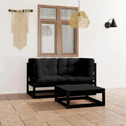 vidaXL - Loungeset - Zwart - Grenenhout Discount