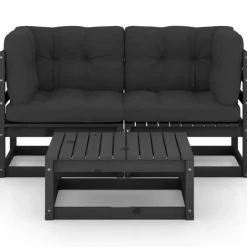 vidaXL - Loungeset - Zwart - Grenenhout Discount