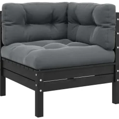 vidaXL - Loungeset - Zwart - Grenenhout - 3 stuks - Met kussens Online