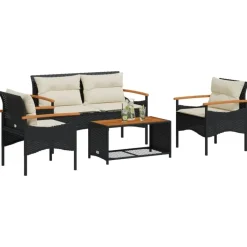 vidaXL - Loungeset - Zwart - Poly rattan Sale