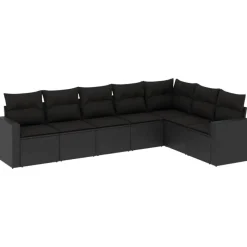 vidaXL - Loungeset - Zwart - Poly rattan - 7 stuks