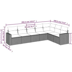 vidaXL - Loungeset - Zwart - Poly rattan - 7 stuks