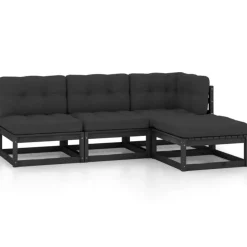 vidaXL - Loungeset - Zwart - Grenenhout Discount