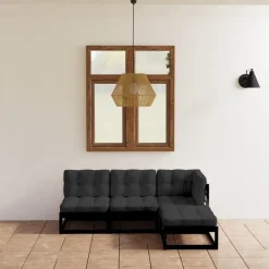 vidaXL - Loungeset - Zwart - Grenenhout Discount