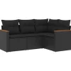 vidaXL - Loungeset - Zwart - Poly rattan - 4 stuks - Met kussens Hot