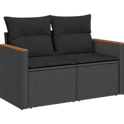 vidaXL - Loungeset - Zwart - Poly rattan - 4 stuks - Met kussens Hot