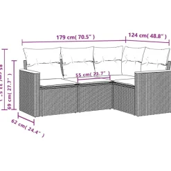 vidaXL - Loungeset - Zwart - Poly rattan - 4 stuks - Met kussens Hot