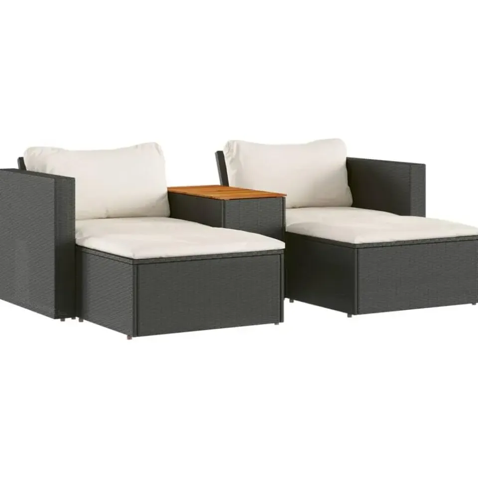 vidaXL - Loungeset - Zwart - Poly rattan Clearance