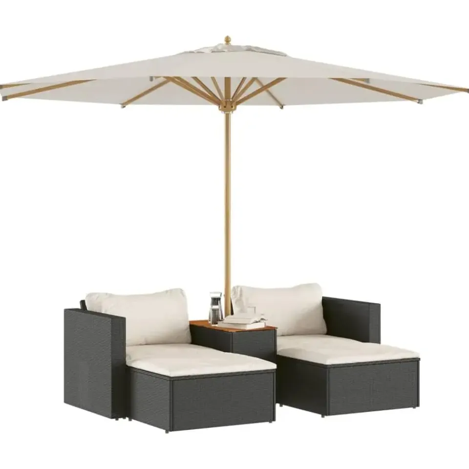 vidaXL - Loungeset - Zwart - Poly rattan Clearance