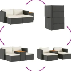 vidaXL - Loungeset - Zwart - Poly rattan Clearance