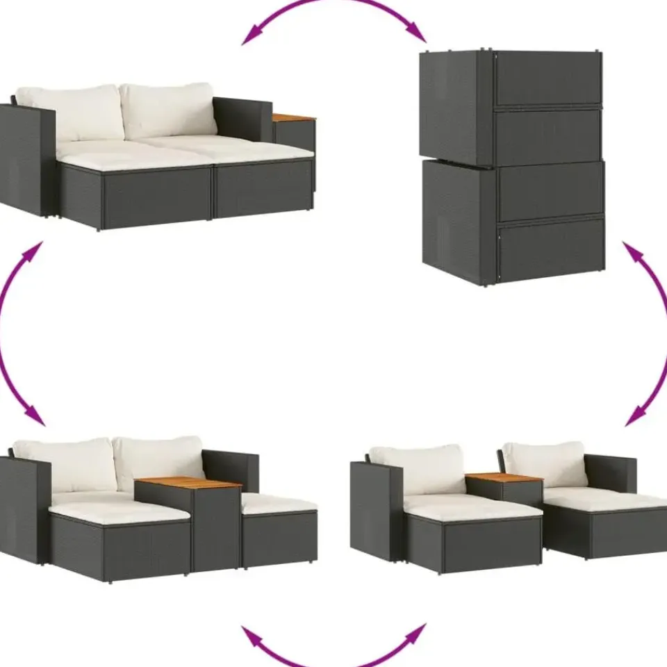 vidaXL - Loungeset - Zwart - Poly rattan Clearance