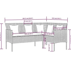 vidaXL - Loungeset (dinning) - Zwart - Poly rattan - 5 stuks - Met kussens Sale