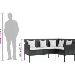 vidaXL - Loungeset (dinning) - Zwart - Poly rattan - 5 stuks - Met kussens Sale