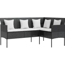 vidaXL - Loungeset (dinning) - Zwart - Poly rattan - 5 stuks - Met kussens Sale