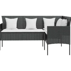 vidaXL - Loungeset (dinning) - Zwart - Poly rattan - 5 stuks - Met kussens Sale