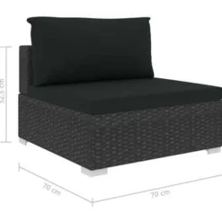 vidaXL - loungeset voor 3 met kussens zwart polyrattan 4 stuks Clearance
