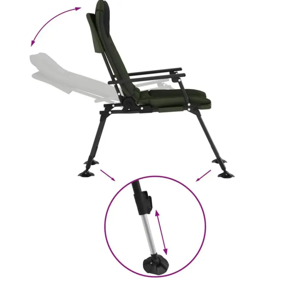 vidaXL - Loungestoel met armleuning - Groen - Staal