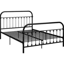 vidaXL - Meatlen bed met hoofdbord - Zwart - Metaal - 140x200 cm Online