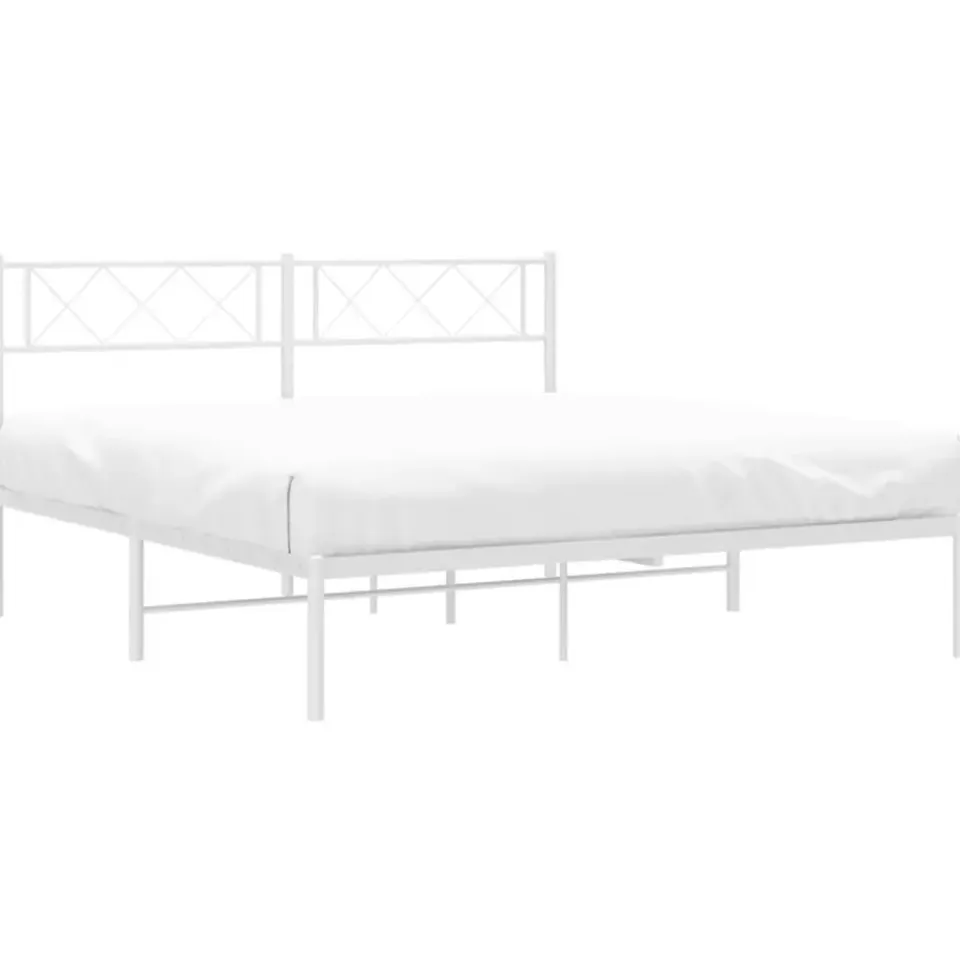 vidaXL - Metalen bed met hoofdbord - Wit - 120x200 cm New